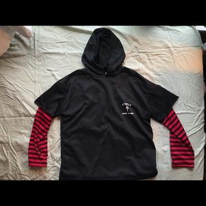 SIMPLE CLOTHES hoodie shirt with contrast sleeves